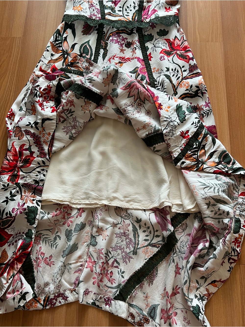 Anthropologie Lace Trim Floral A-Line Dress Pockets Sleeveless Size 6 - Picture 14 of 16
